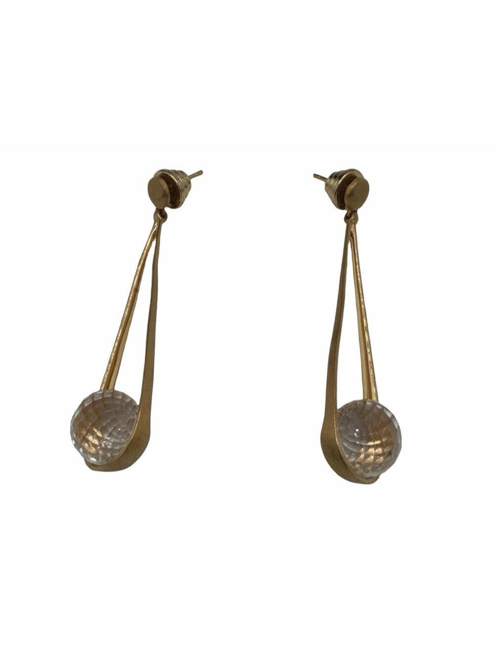 Dean Davidson Ipanema Circular Clear Gemstone Gold Tone Tear Drop Earrings